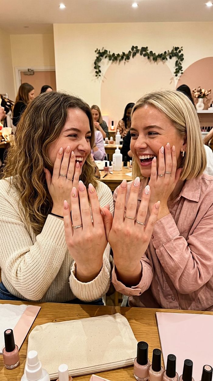 Friends reacting to their nails